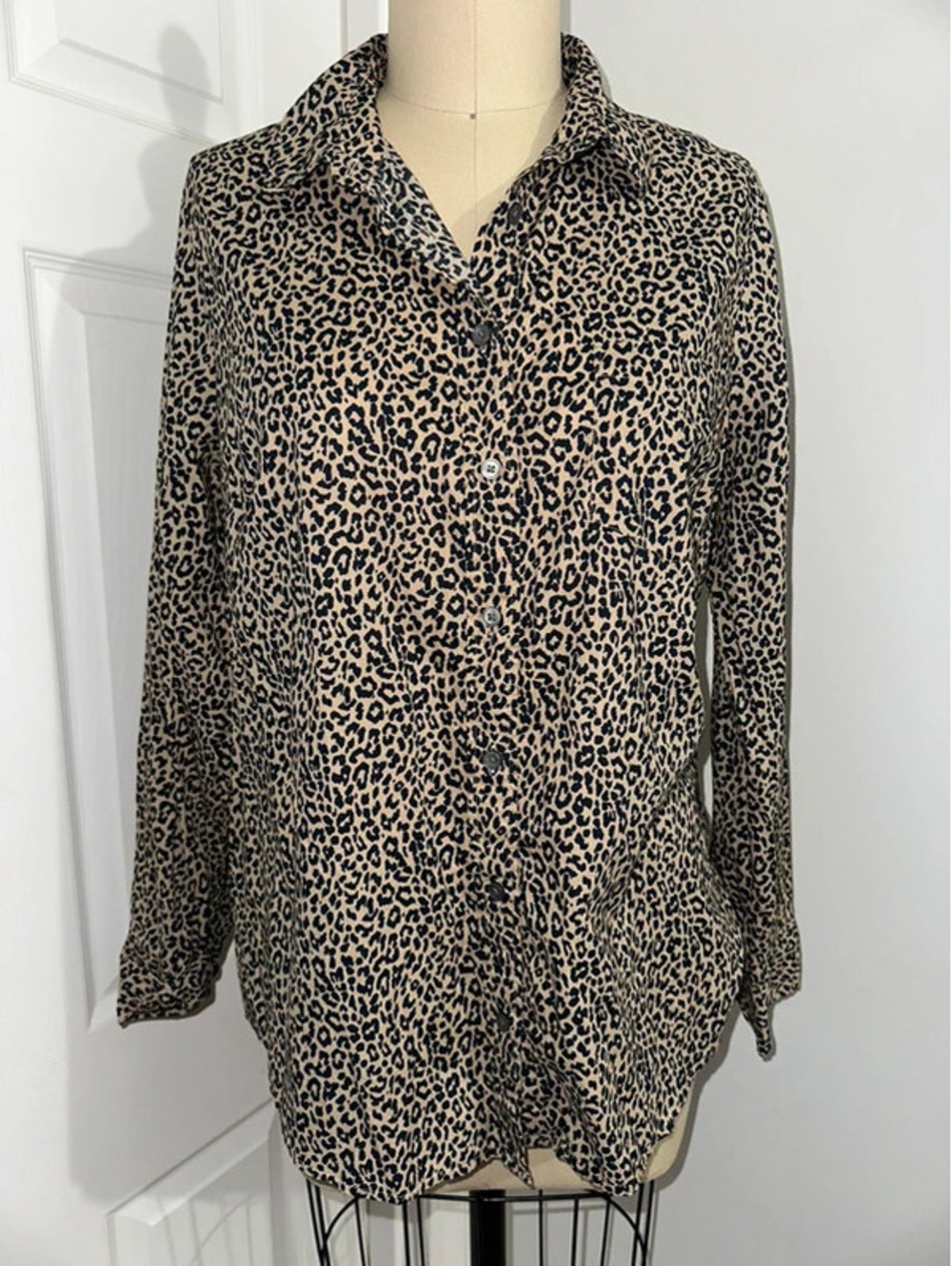 J.Crew Leopard Coquette Cotton Print Button-Up Blouse XL